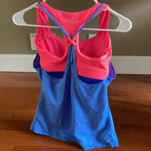Lorna Jane Pinkish Orange and Blue bra Tank